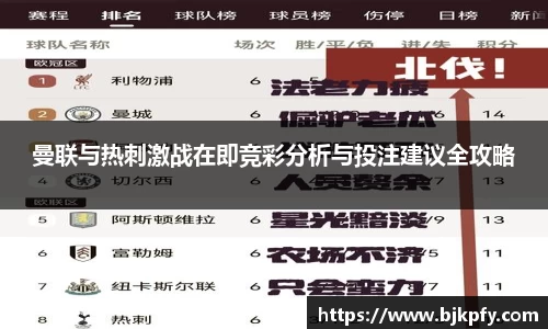 曼联与热刺激战在即竞彩分析与投注建议全攻略